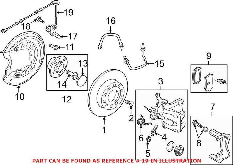 VW ABS Wheel Speed Sensor Wiring Harness – Rear Driver Side 5C0927904A