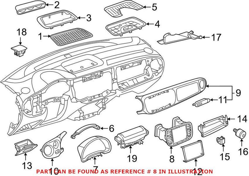 VW Dashboard Air Vent – Center 5C1858069G3Q7
