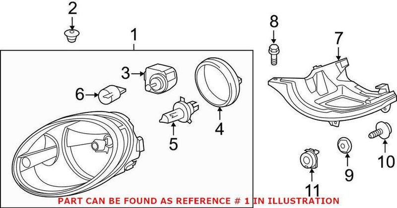 VW Headlight Assembly – Passenger Side (Halogen) 5C1941006