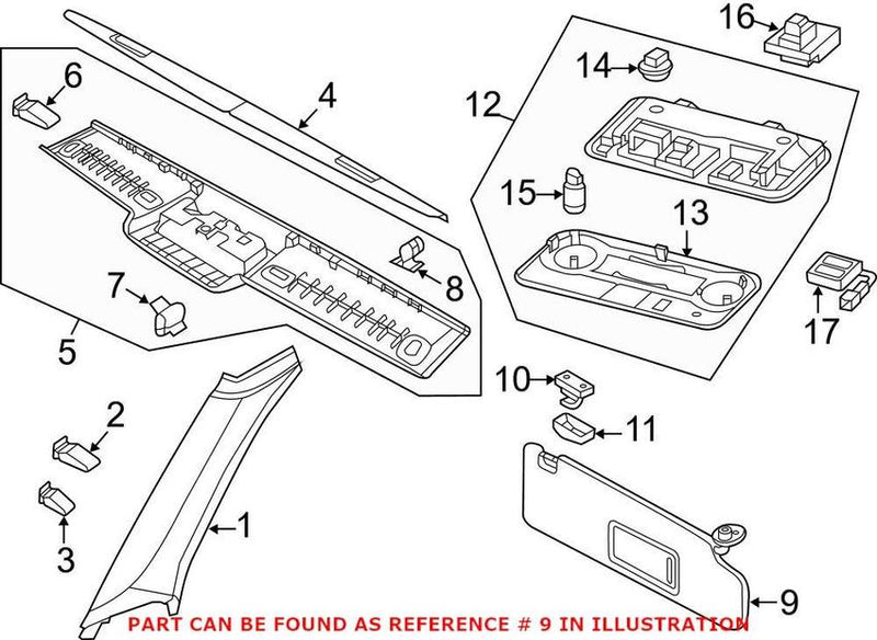 VW Sun Visor – Driver Side 5C3857551AK3H8