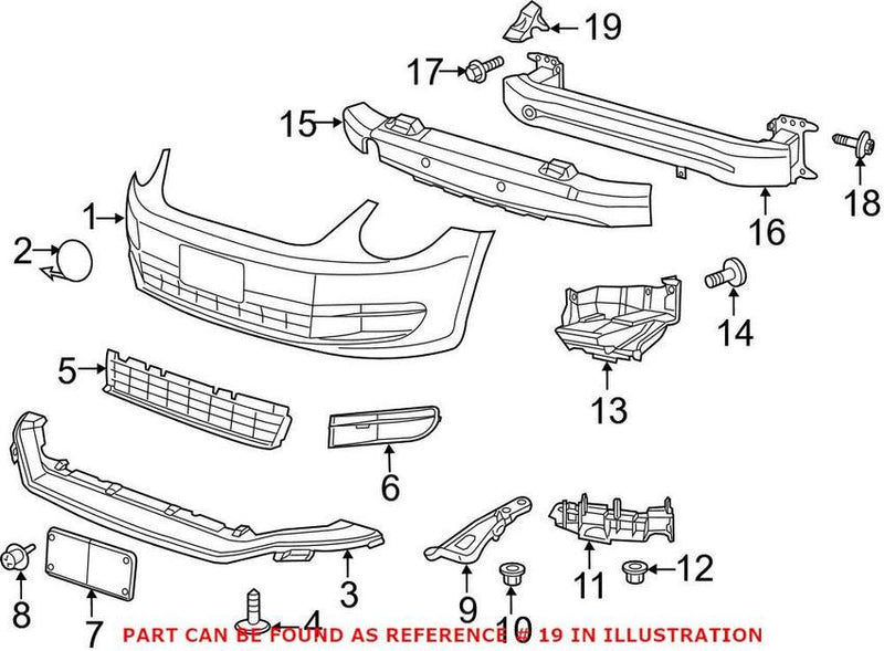 VW Bumper Cover Spacer Panel – Front Passenger Side 5C5807666C