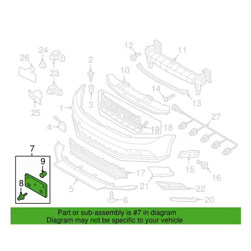 Volkswagen License Plate Bracket – Front 5C6807285E9B9