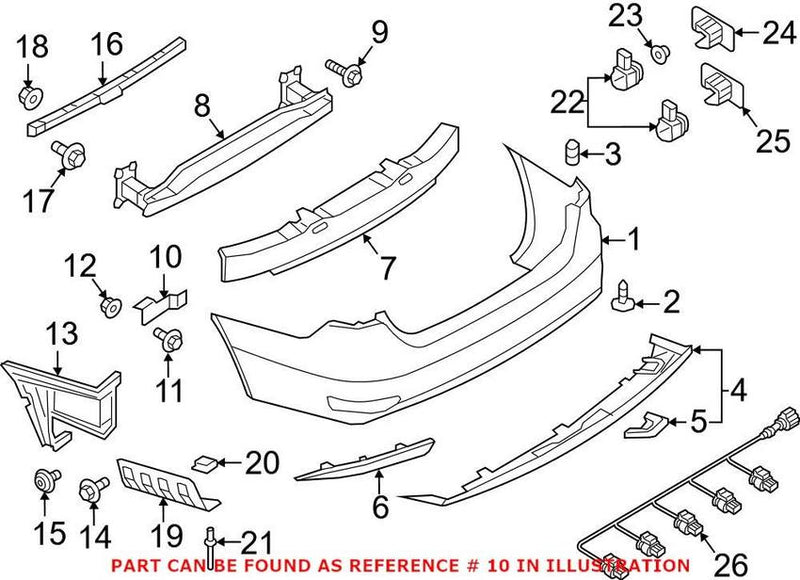 Bumper Cover Support Rail – Rear Passenger Side