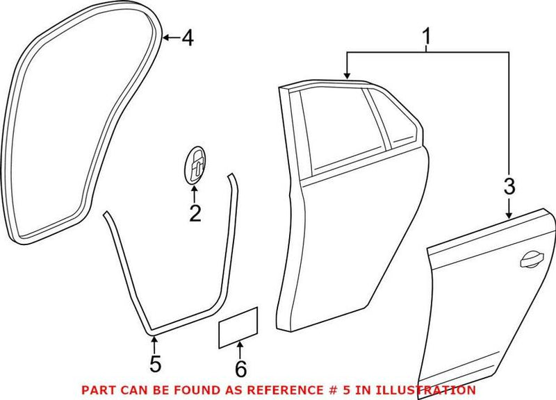 VW Door Seal – Rear Passenger Side Lower 5C6839700D