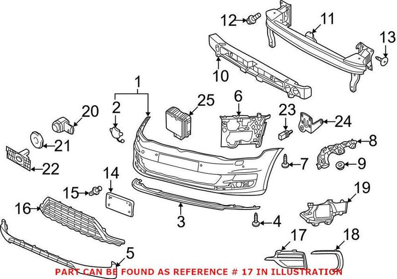 VW Grille – Front Driver Side Outer 5G0853665R041
