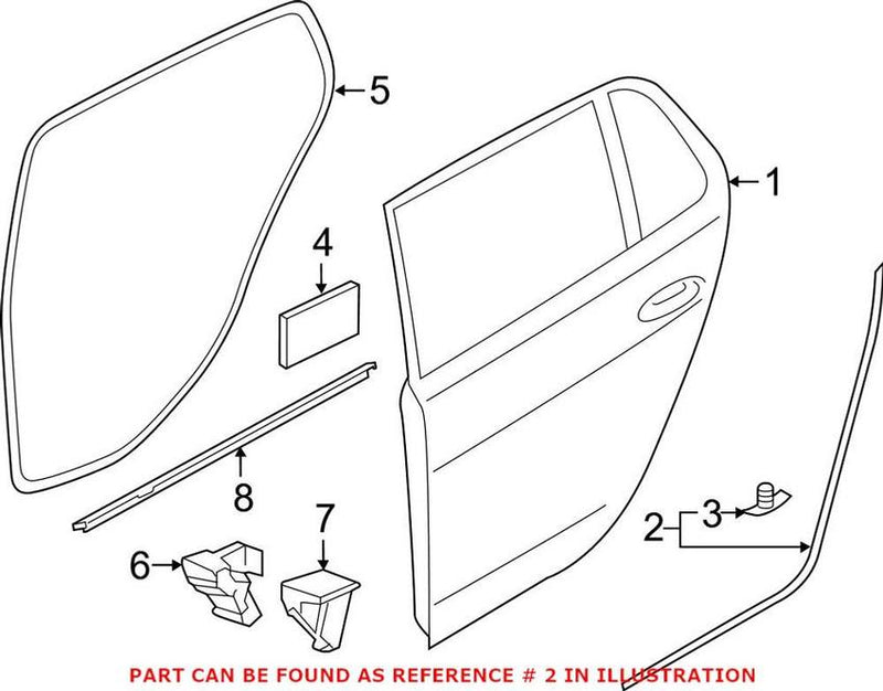 VW Door Seal – Rear Driver Side Outer