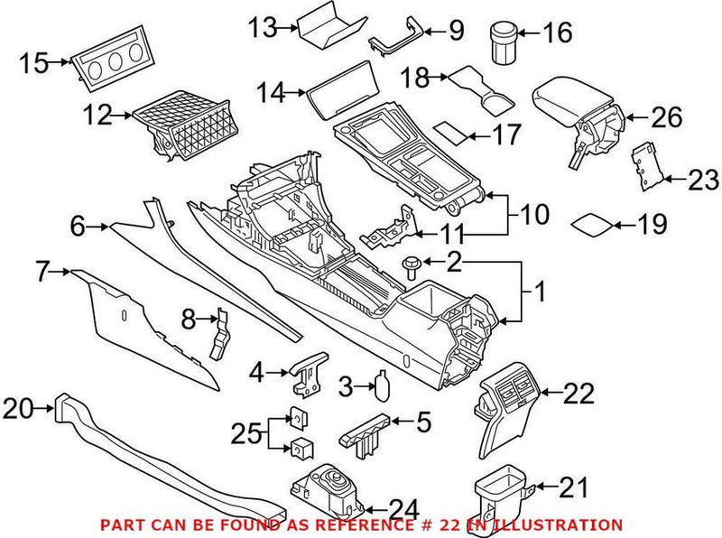 VW Console Air Vent 5GE864298B82V