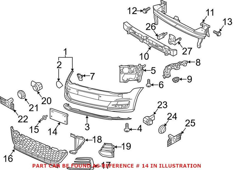 VW License Plate Bracket Rivet – Front 5GM807287L9B9