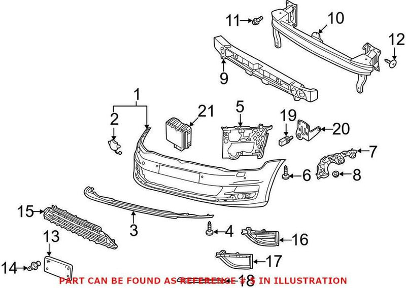 VW Bumper Cover Support Rail – Front Passenger Side 5GM807724C