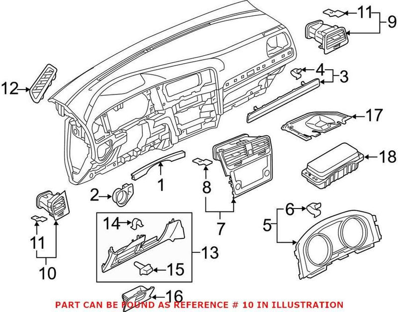 VW Dashboard Air Vent – Driver Side 5GM819703AQYI