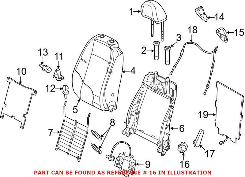 VW Seat Back Recliner Adjustment Handle – Front 5GM881671PX7