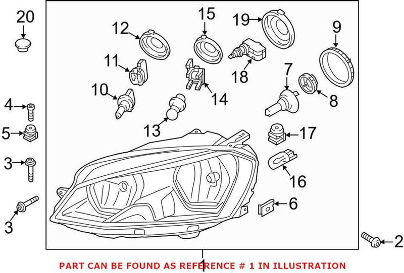 VW Headlight Assembly – Front Driver Side 5GM941005E
