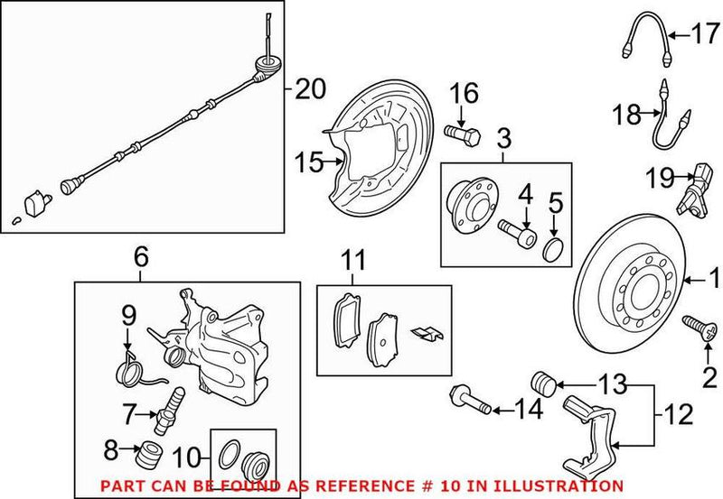 VW Disc Brake Caliper Rebuild Kit – Rear 5K0698671A