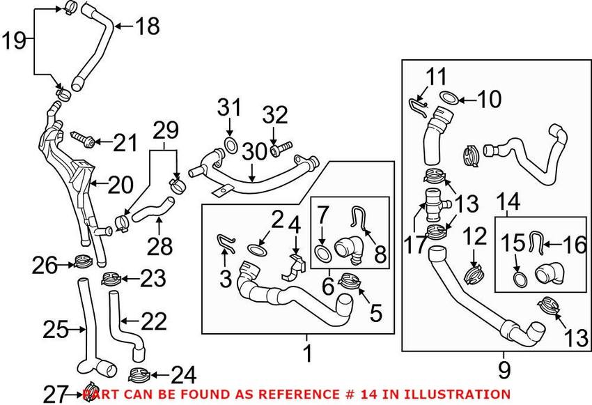 Genuine VW/Audi Radiator Coolant Hose Adapter 5N0122291G