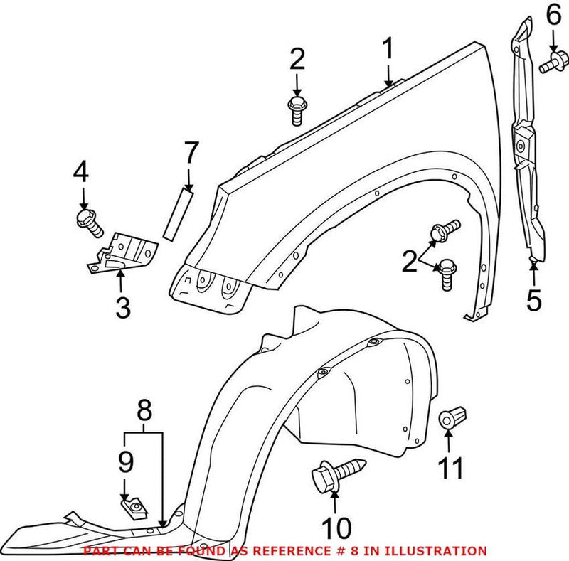 VW Inner Fender Liner – Front Passenger Side Lower 5N0805912C
