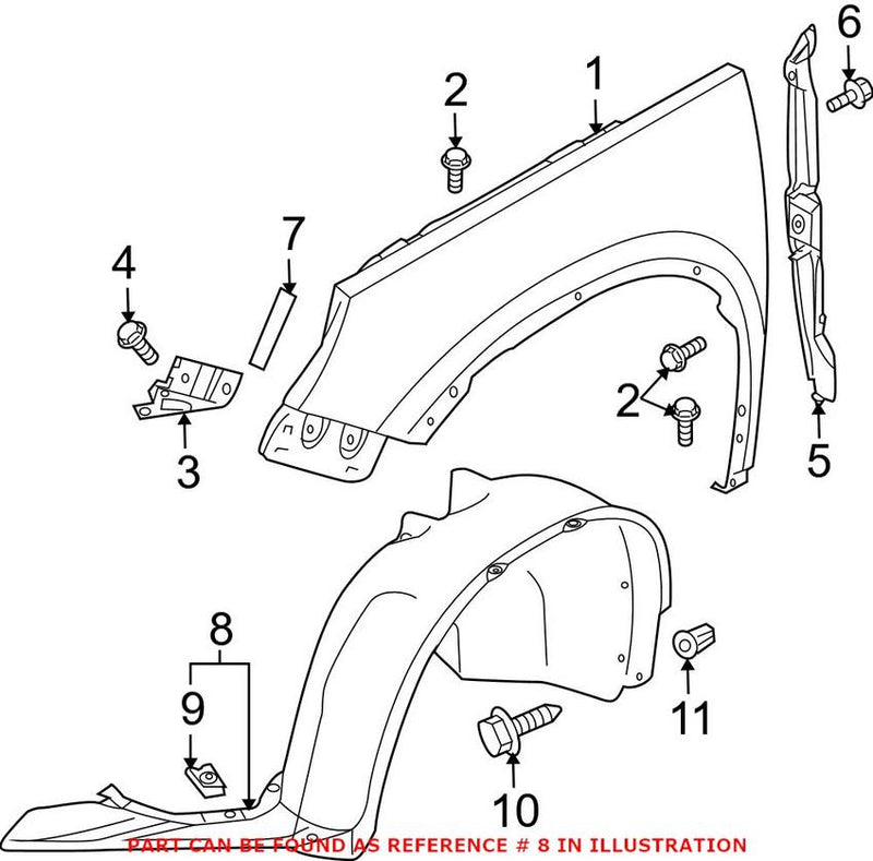 VW Inner Fender Liner – Front Passenger Side Lower 5N0805912C