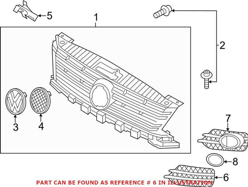 Bumper Cover Grille – Front Driver Side (Satin Black)