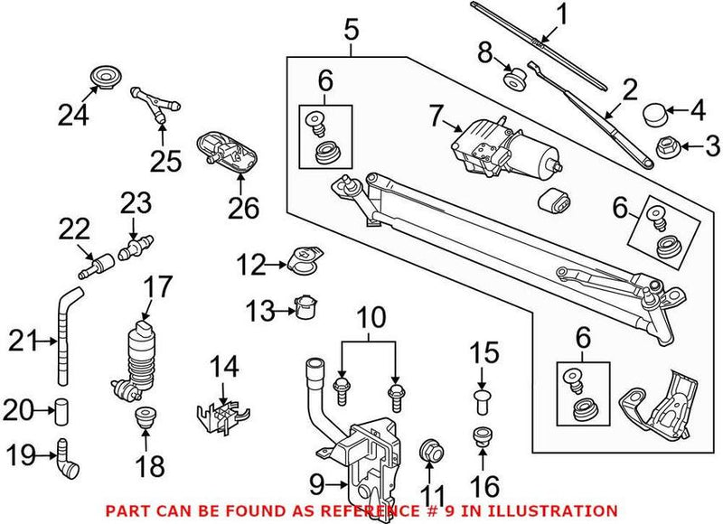 Windshield Washer Fluid Reservoir