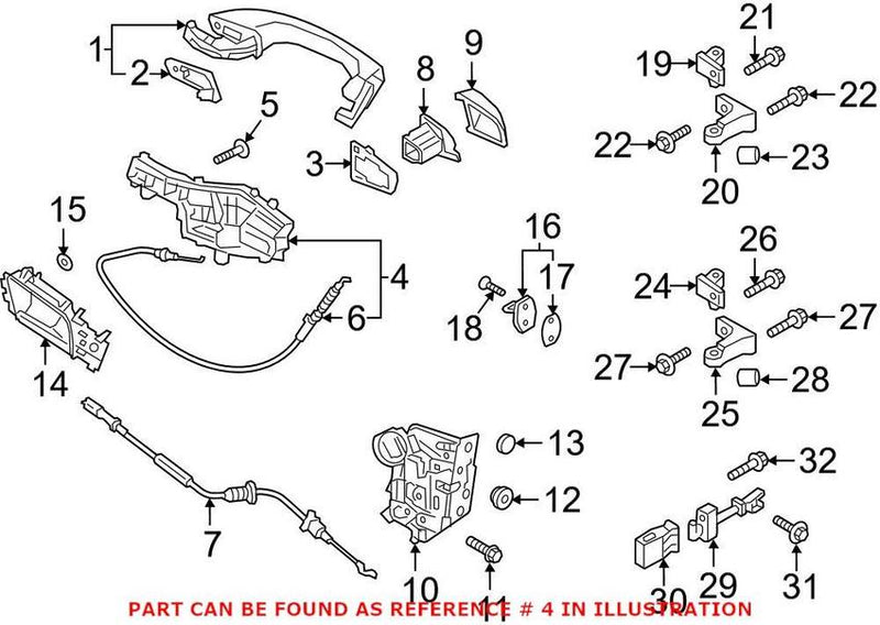 VW Exterior Door Handle Base – Rear Driver Side