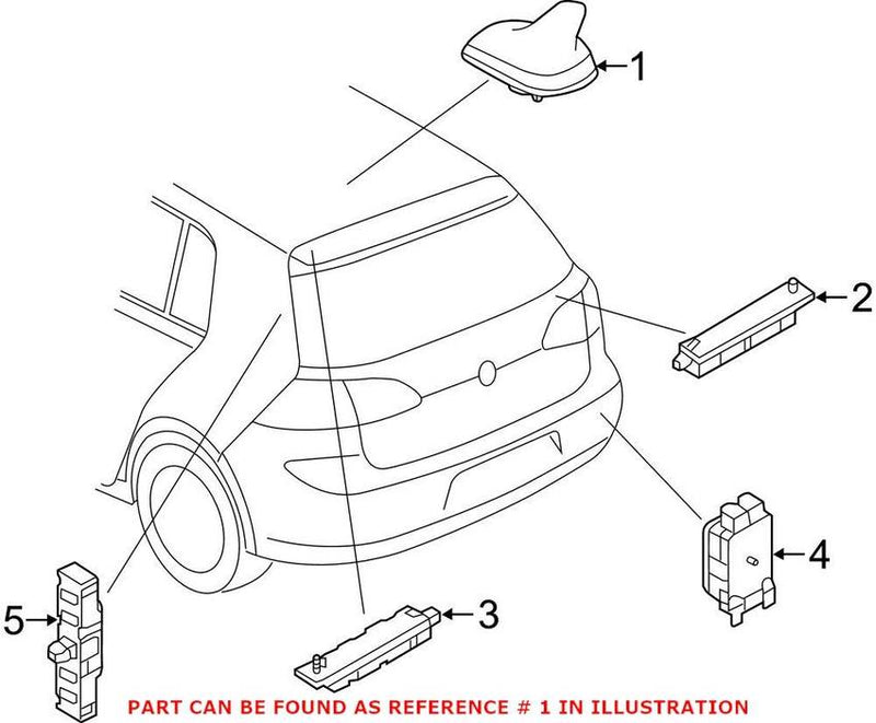 VW Radio Antenna Mast 5Q0035507AA5FQ – Genuine VW/Audi