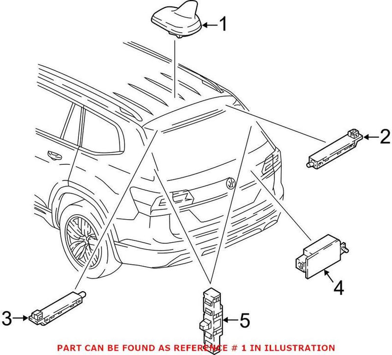 VW Radio Antenna Mast 5Q0035507AB5FQ – Genuine VW/Audi
