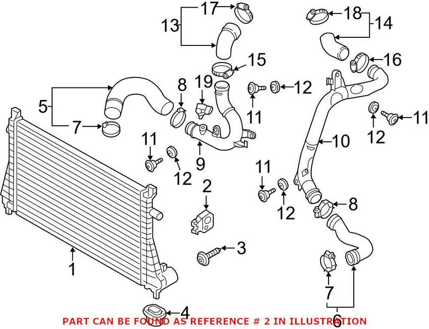 VW Turbocharger Intercooler Bracket 5Q0121367G