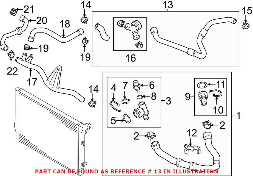 VW Radiator Coolant Hose 5Q0122058Q