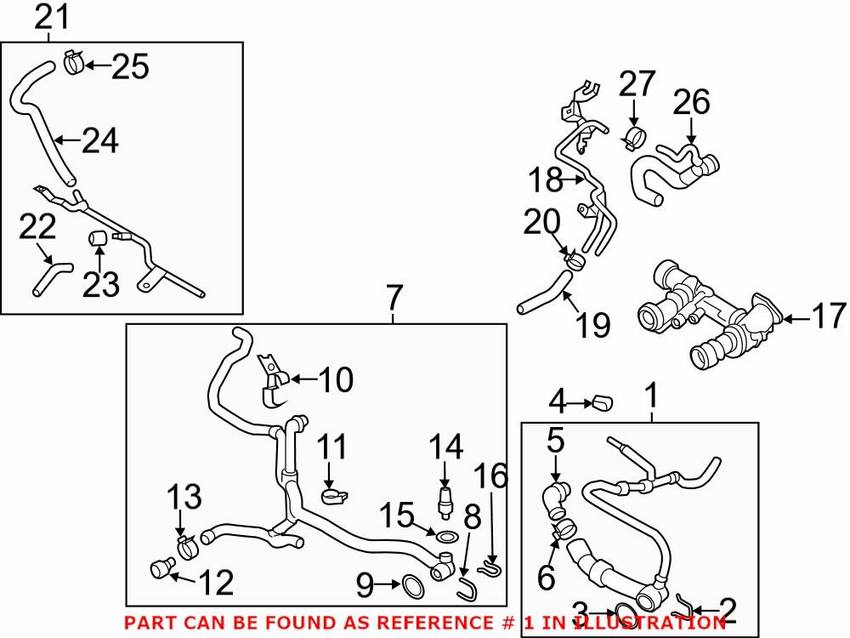Genuine VW/Audi VW Radiator Coolant Hose – Upper 5Q0122101CM