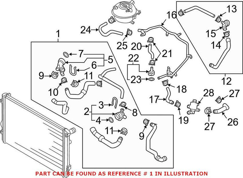 GENUINE VW/AUDI Radiator Hose 5Q0 122 101 DT