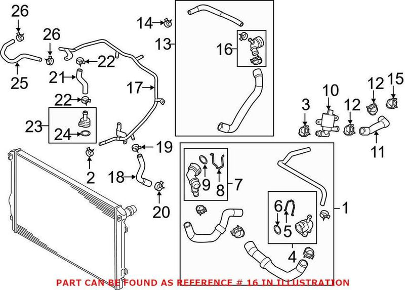 VW HVAC Heater Hose Connector 5Q0122291BB