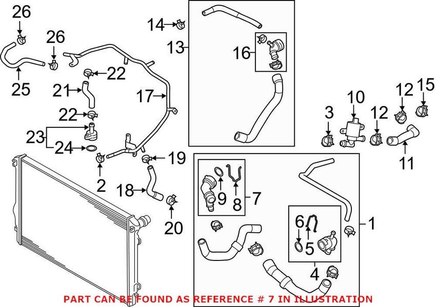 VW Radiator Coolant Hose Adapter 5Q0122291DA
