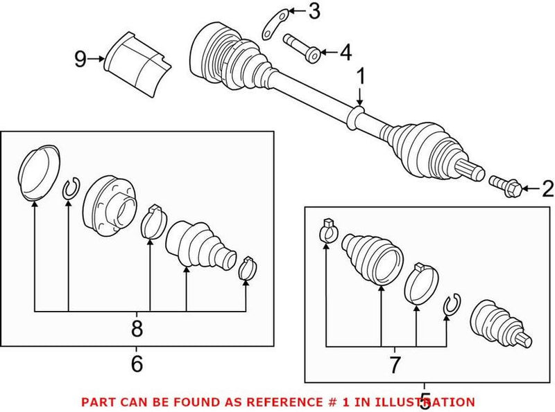VW CV Axle Assembly – Rear Driver Side 5Q0407763GX