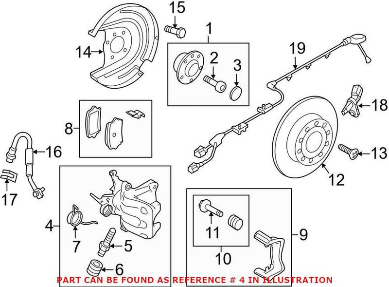 VW Disc Brake Caliper – Rear Driver Side 5Q0615423C