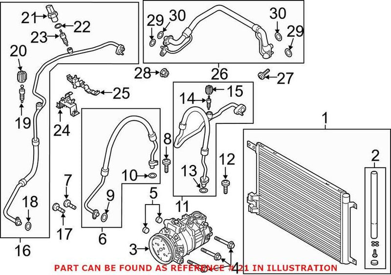 Genuine VW/Audi VW A/C Refrigerant Pressure Sensor 4H0959126B