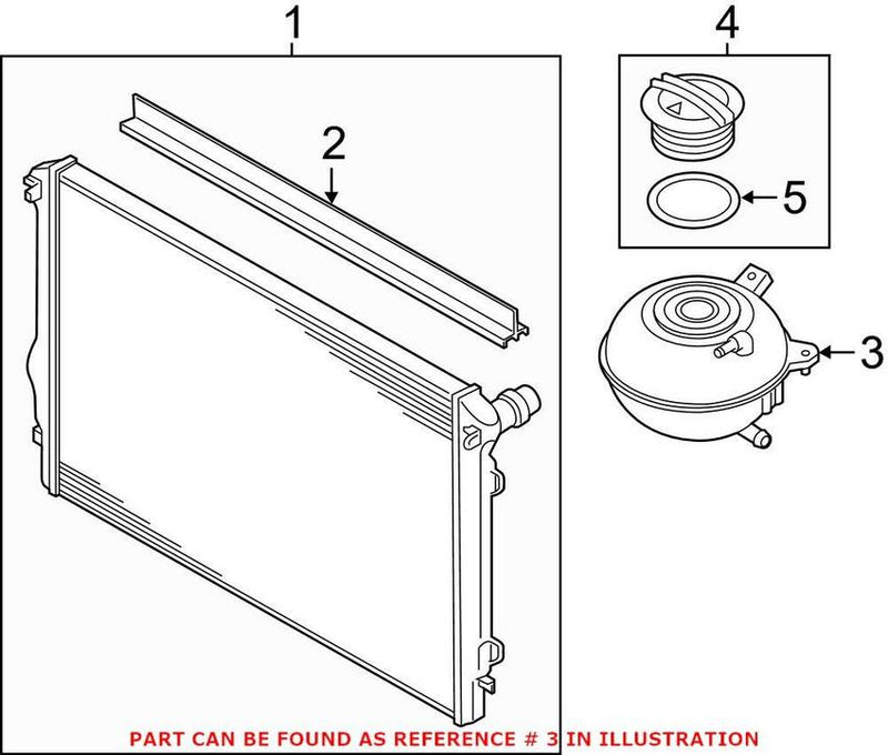 VW Engine Coolant Reservoir 5QM121407C