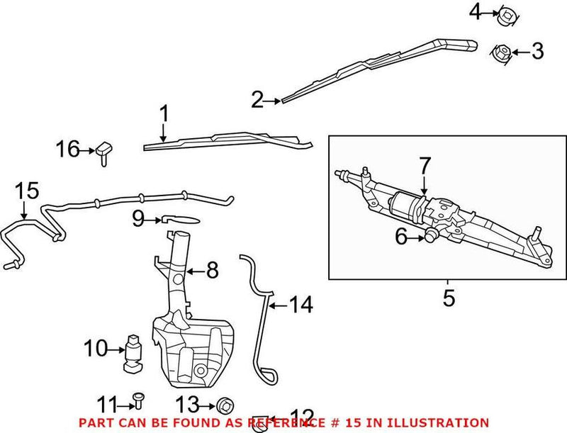 VW Windshield Washer Hose – Front 7B0955962B