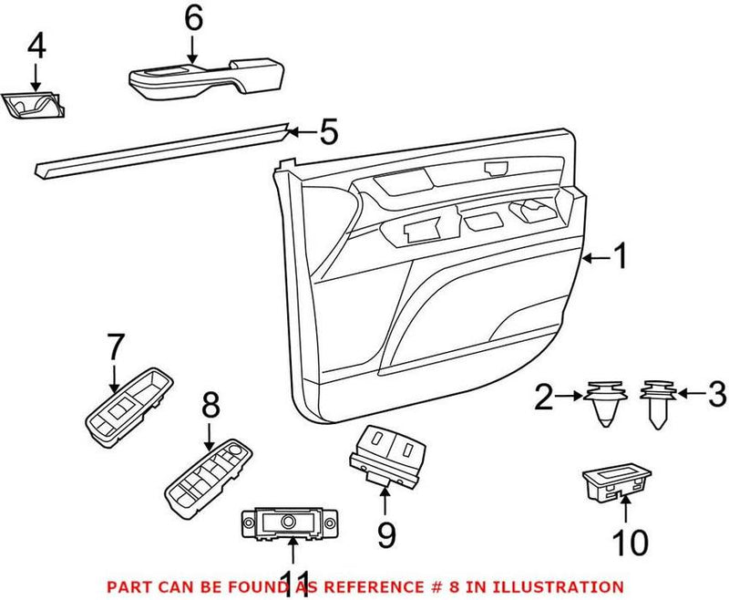 VW Door Window Switch – Front Driver Side 7B0959857D