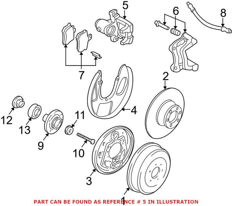 VW Disc Brake Caliper – Rear Passenger Side 7D0615424B