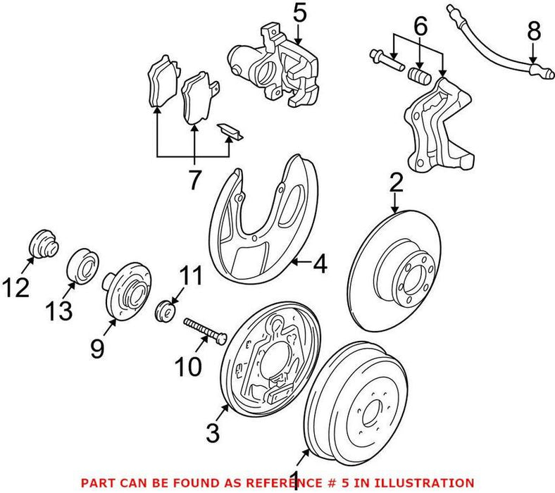 VW Disc Brake Caliper – Rear Passenger Side 7D0615424B