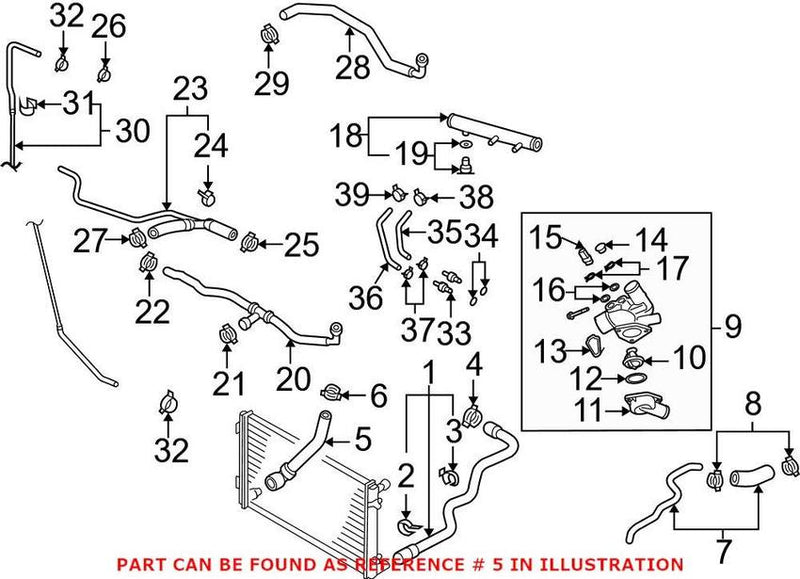 VW Engine Coolant Hose 7L0122051