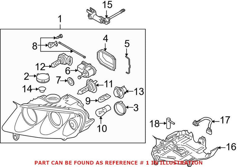 VW Headlight Assembly – Passenger Side (Halogen) 7L6941018BK