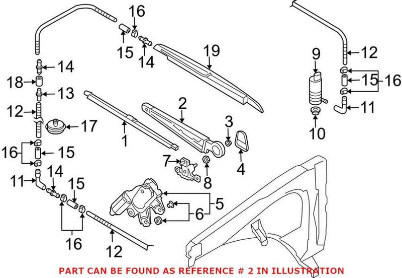 Windshield Wiper Arm – Rear