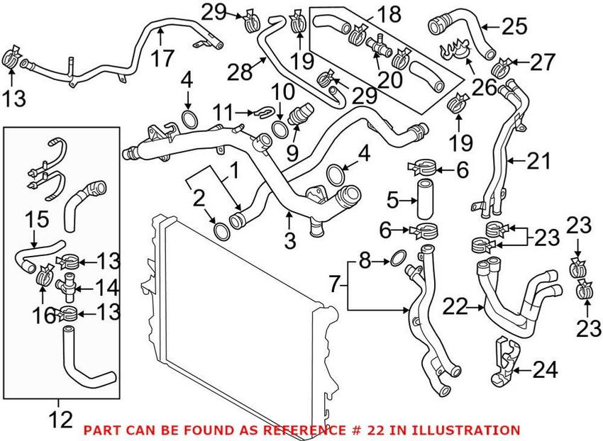 Genuine VW/Audi Engine Coolant Hose 7L8122073E