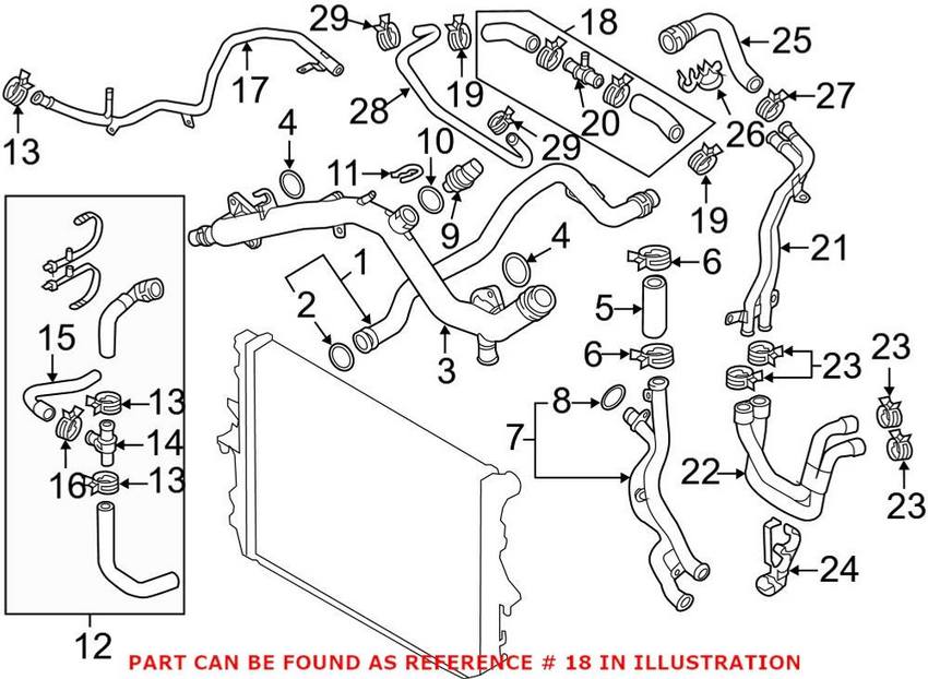 Genuine VW/Audi Engine Coolant Hose 7L8122073F