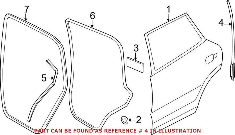 VW Door Seal – Rear Passenger Side Forward 7P6839718B