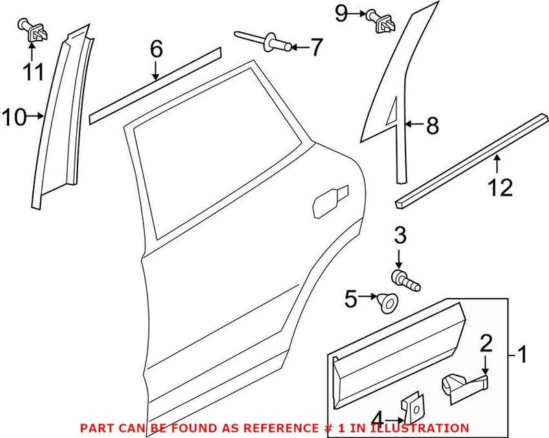 VW Side Skirt – Rear Passenger Side (Primed/Chrome) 7P6854950HGRU