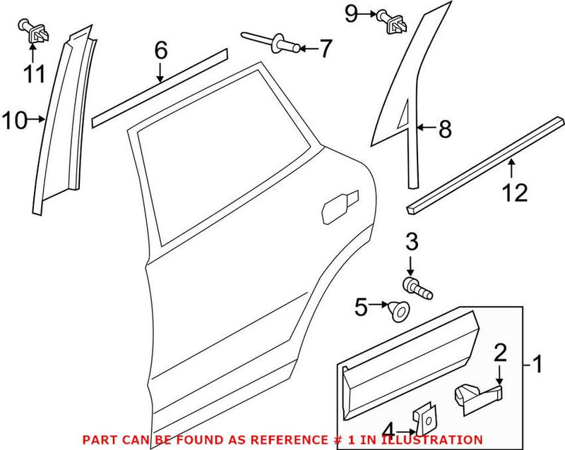 VW Side Skirt – Rear Passenger Side (Primed/Chrome) 7P6854950HGRU