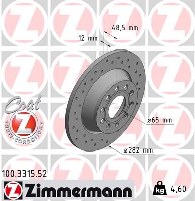 ZIMMERMANN SPORT Z CROSS DRILLED Brake Disc - 100.3315.52