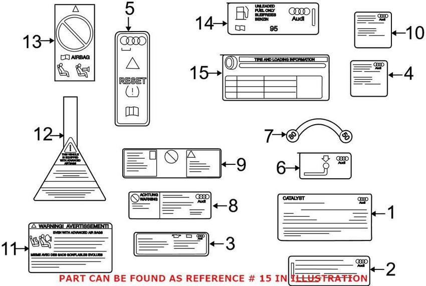 Genuine VW/Audi Tire Label 80A010502Q