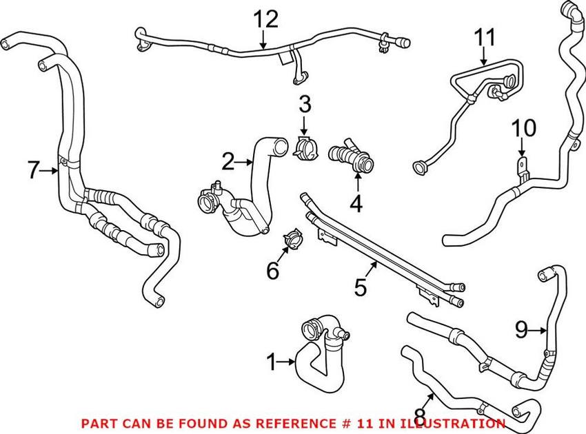 Genuine VW/Audi Engine Coolant Pipe – Front 80A121081T